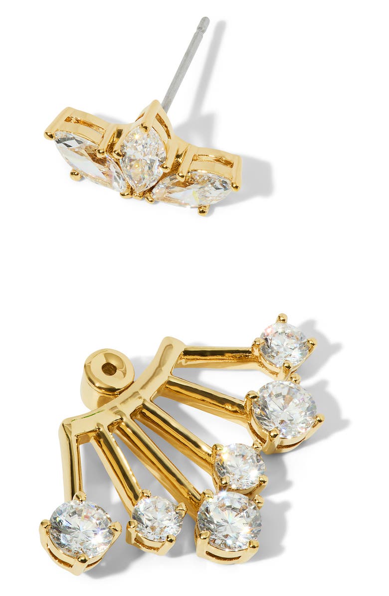 Nadri Lucia Front Back Ear Jackets, Alternate, color, Gold