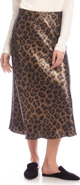 Karen Kane Bias Cut Satin Midi Skirt