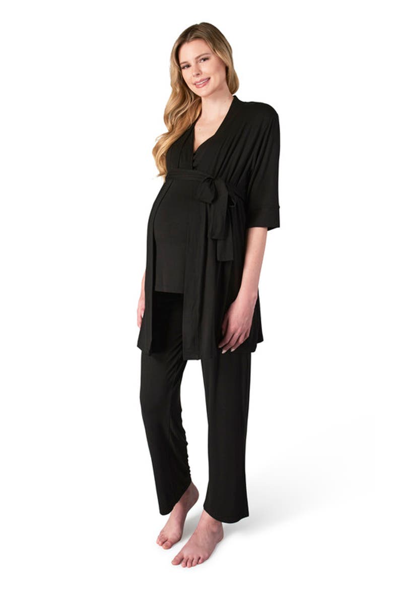 Everly Grey Analise During & After 3-Piece Maternity/Nursing Sleep Set, Main, color, Black