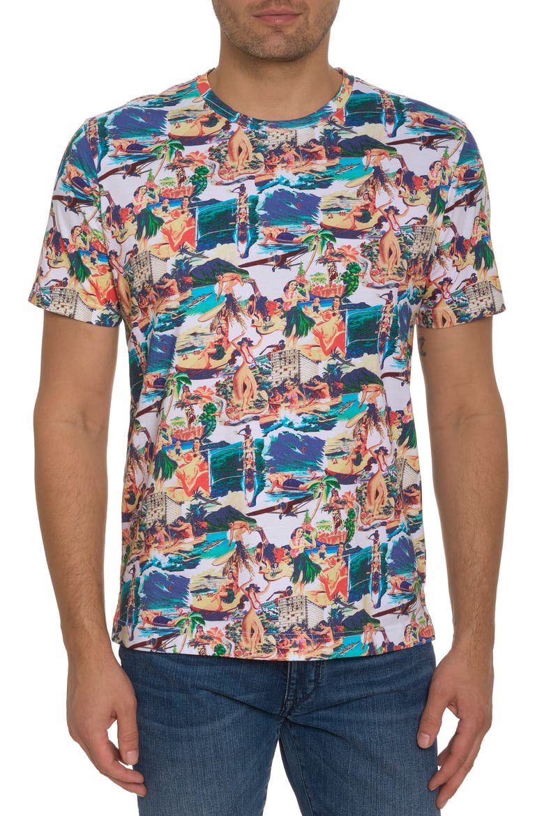 Hawaii Vacation Cotton T-Shirt, Main, color, WHITE MULTI