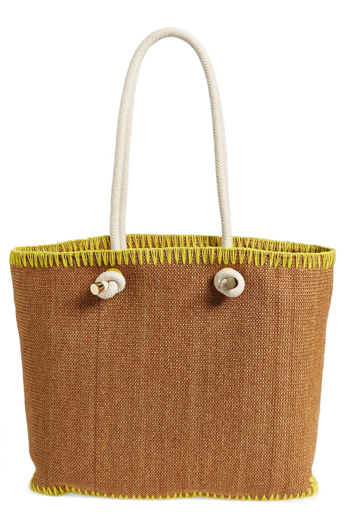 'Pineapple' Woven Tote, Alternate, color, NATURAL