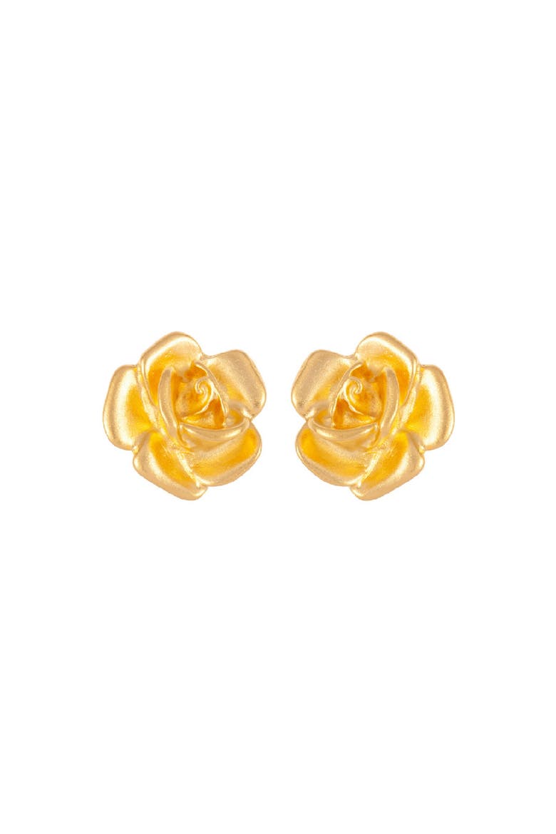 1990s Vintage Rose Earrings, Main, color, Rose