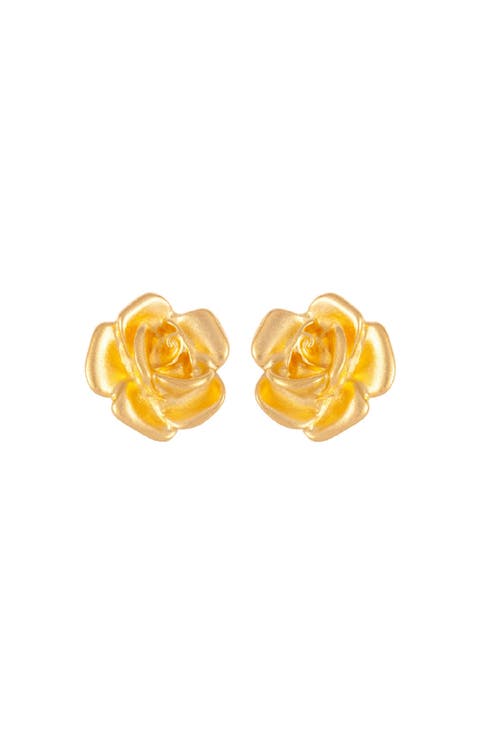 1990s Vintage Rose Earrings