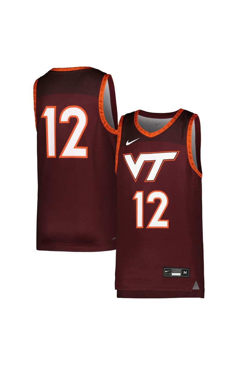 Nike Youth Nike #12 Maroon Virginia Tech Hokies Icon Replica Basketball Jersey, Alternate, color, 