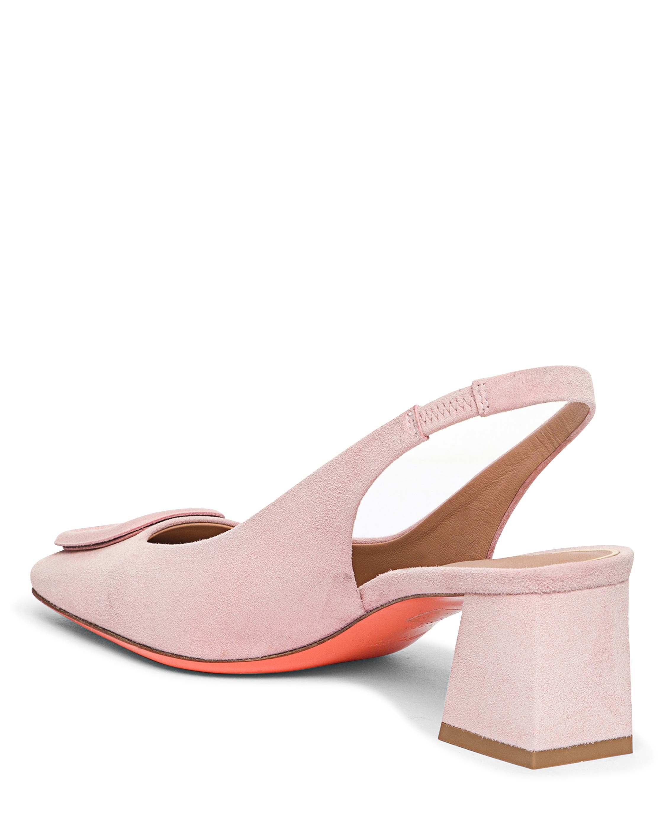Santoni Women's Suede Mid-Heel Slingback, Alternate, color, Pink