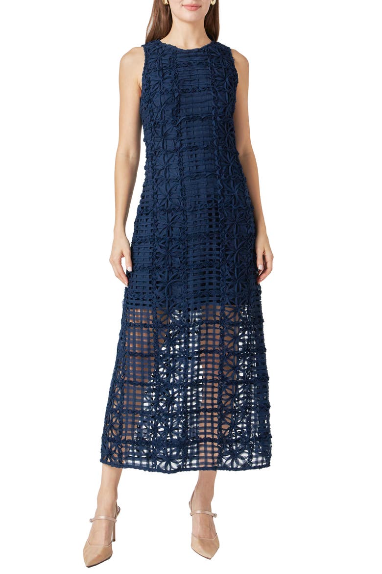 Textured Sleeveless Maxi Dress, Main, color, NAVY