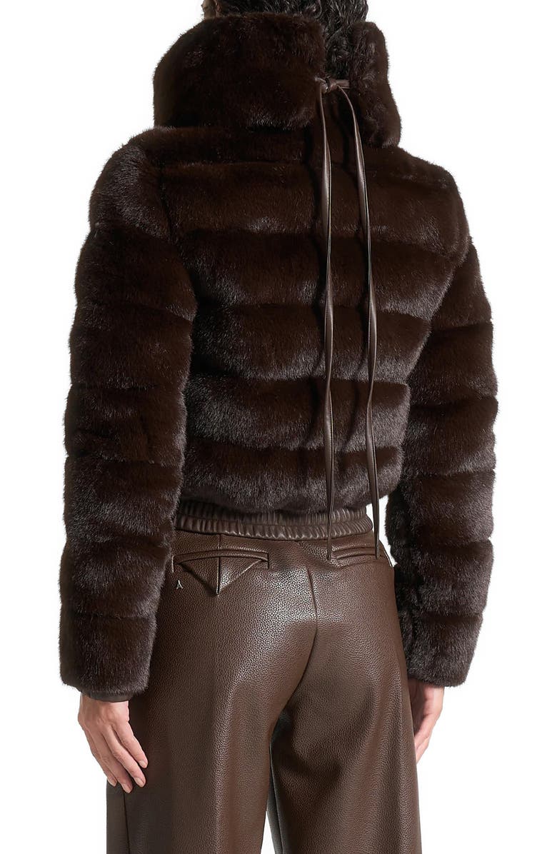 Manière De Voir Ama Plush Ribbed Jacket with Neck Scarf, Alternate, color, Brown