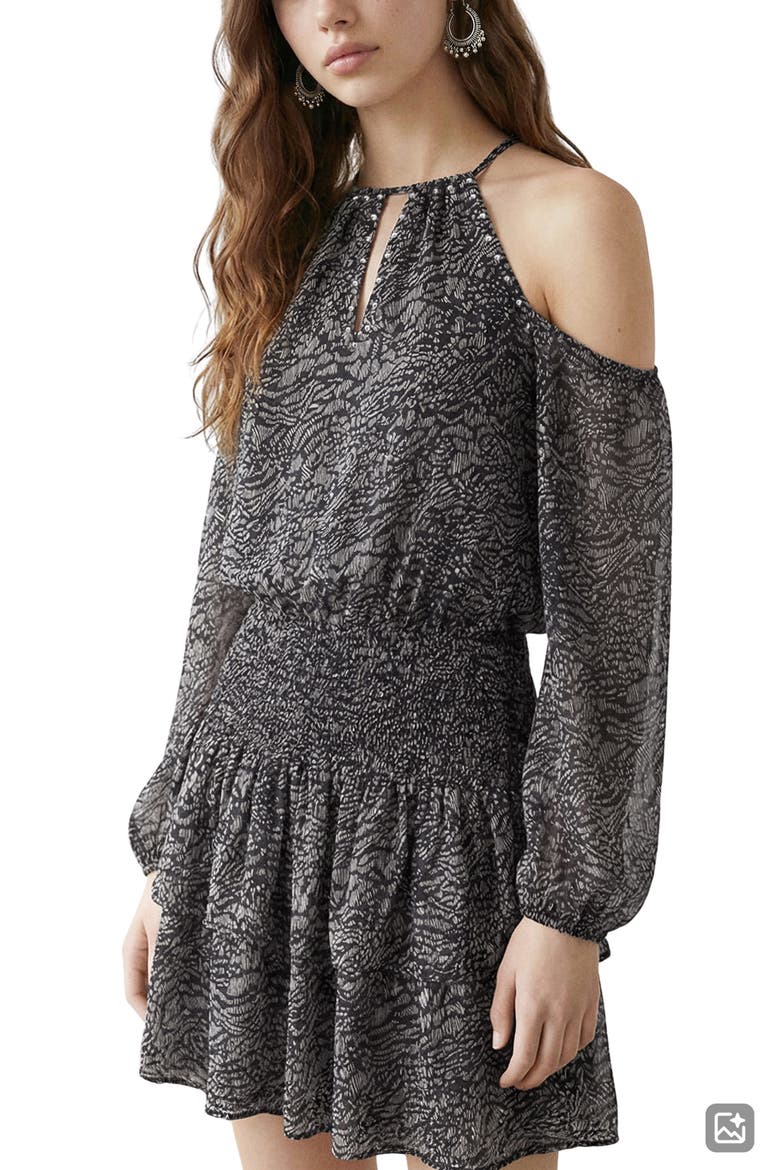 Long Sleeve Cold Shoulder Minidress, Main, color, NAVY