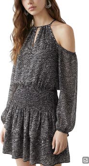 MANGO TEEN Long Sleeve Cold Shoulder Minidress