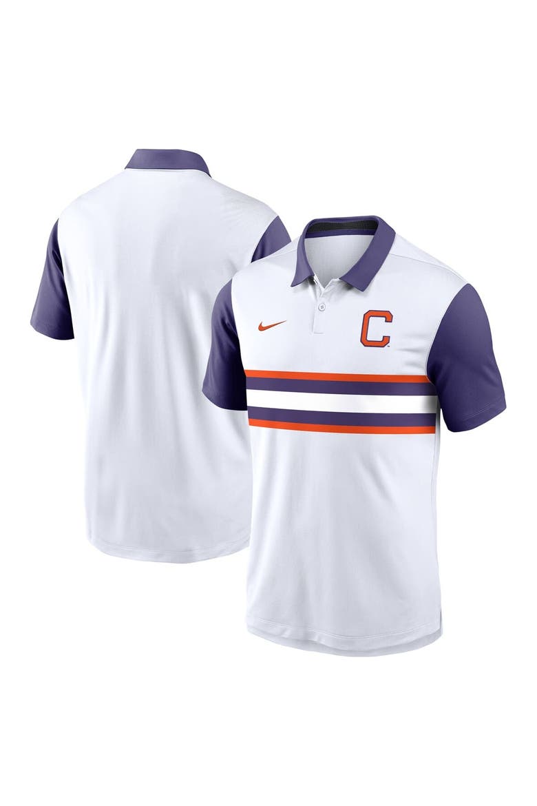 Men's Nike White/Purple Clemson Tigers Athletic Prep Alt Logo Vapor Performance Polo, Main, color, White