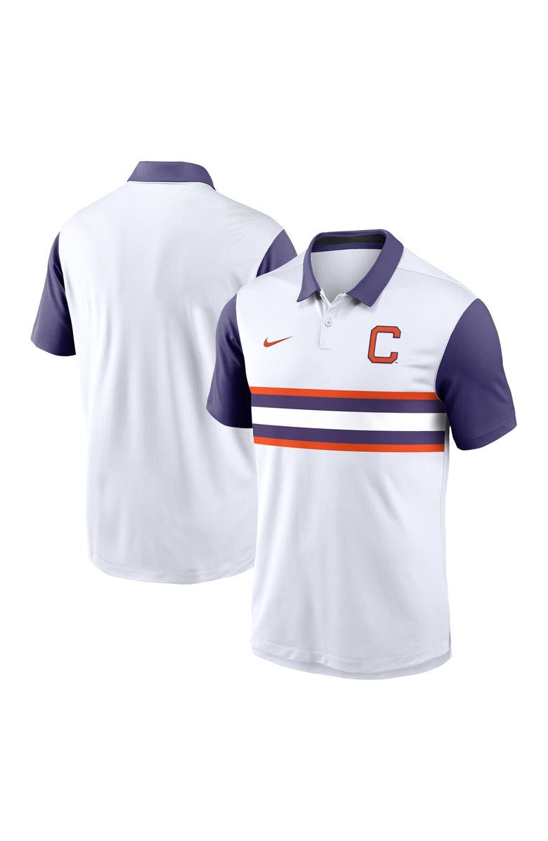 Nike Men's Nike White/Purple Clemson Tigers Athletic Prep Alt Logo Vapor Performance Polo, Main, color, White