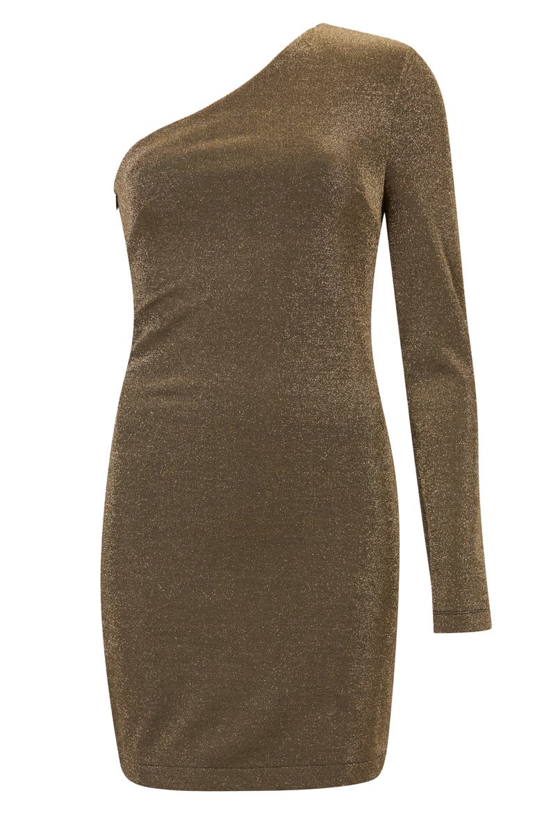 Dari Sparkle One-Shoulder Minidress, Alternate, color, GOLD