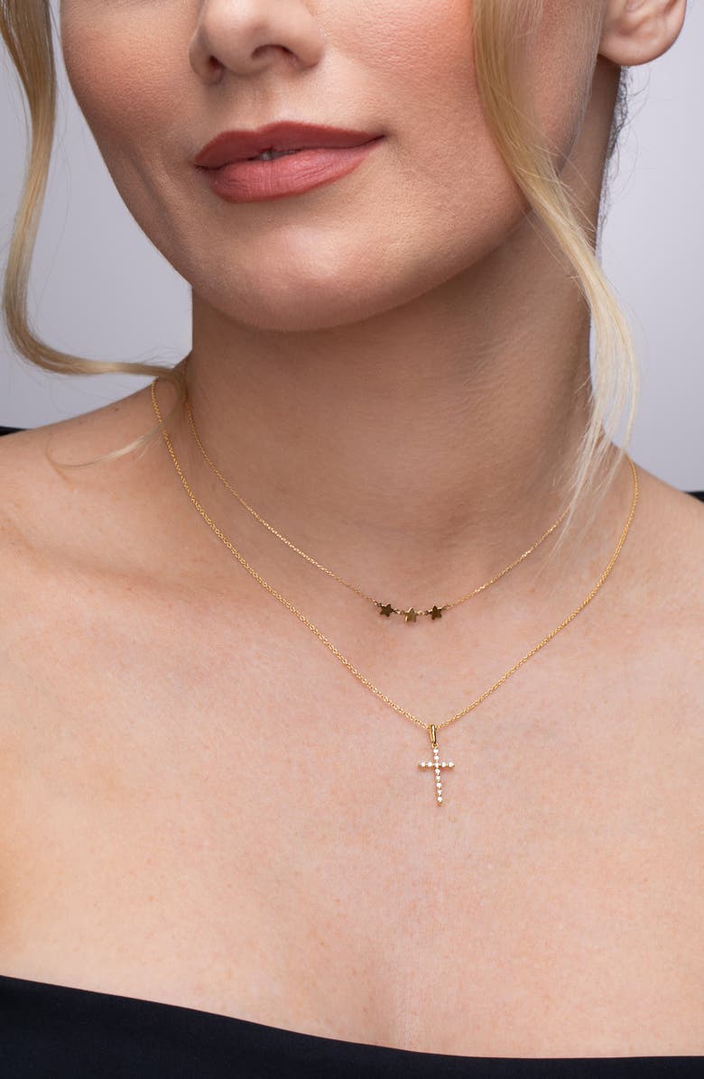 Bony Levy Diamond Cross Pendant Necklace, Alternate, color, Yellow Gold/ Diamond