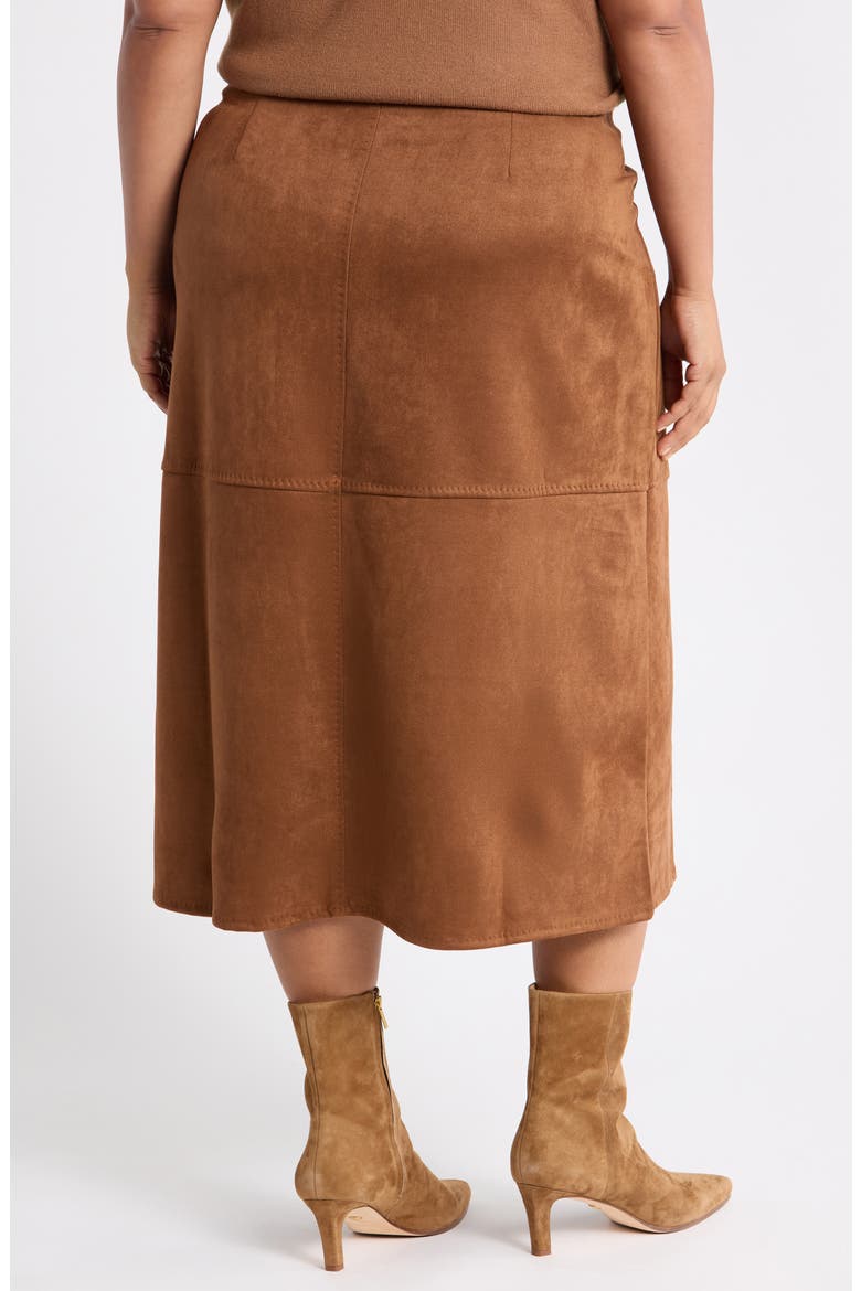 A-Line Faux Suede Skirt, Alternate, color, SADDLE