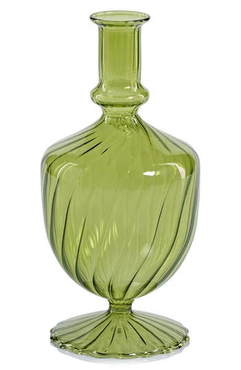 Zodax Vellum Spiral Footed Glass Vase In Gray
