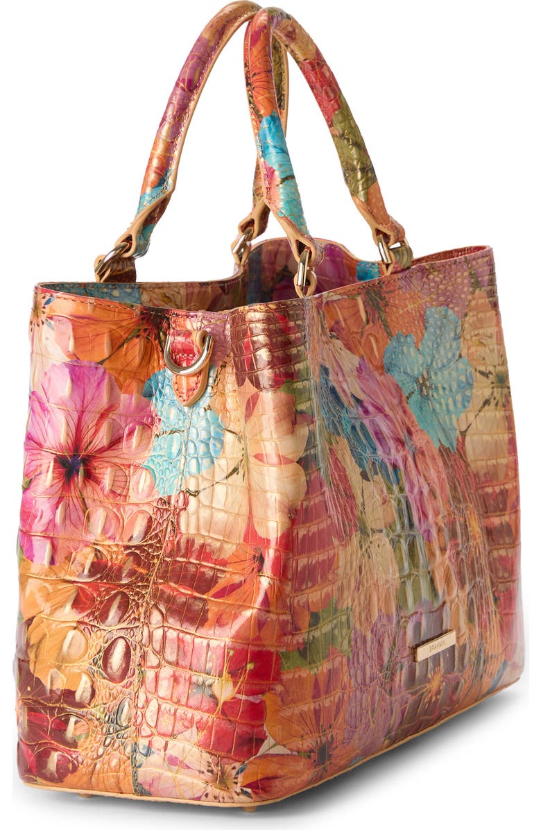 Brahmin Small Denise Embossed Leather Satchel, Alternate, color, Florita