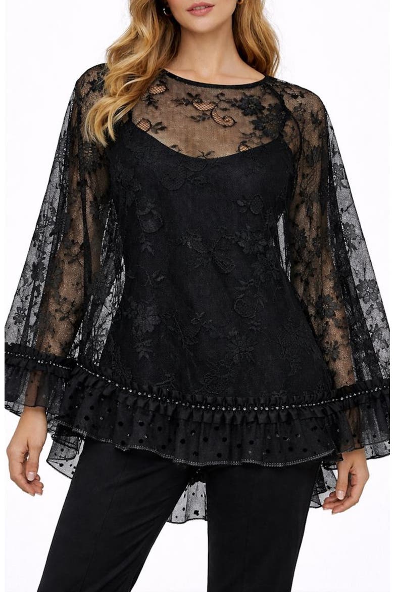 Lace Poncho, Main, color, BLACK