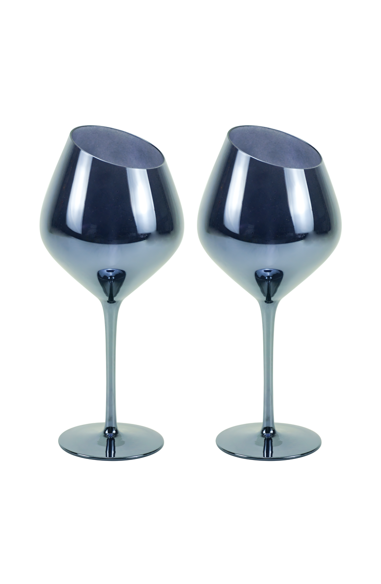 Jeanne Fitz Slant Collection Red Wine Glasses, Set of 2, Blue, Alternate, color, Blue