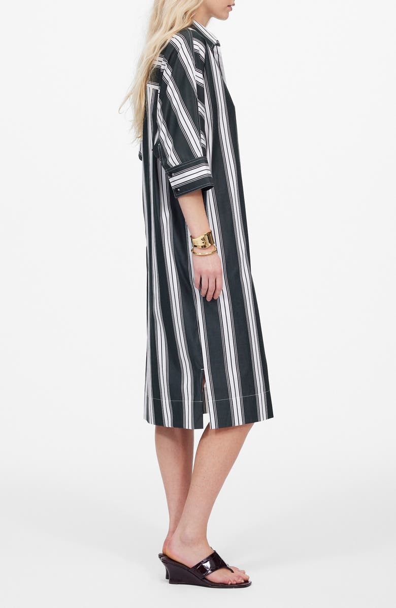 Madewell Stripe Dolman Sleeve Poplin Midi Shirtdress, Alternate, color, Summit Green