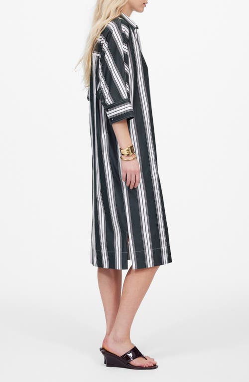 Shop Madewell Stripe Dolman Sleeve Poplin Midi Shirtdress In Summit Green