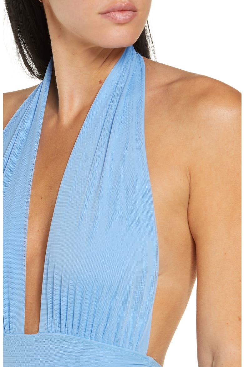Ruched Halter Neck Swimdress, Alternate, color, PERIWINKLE