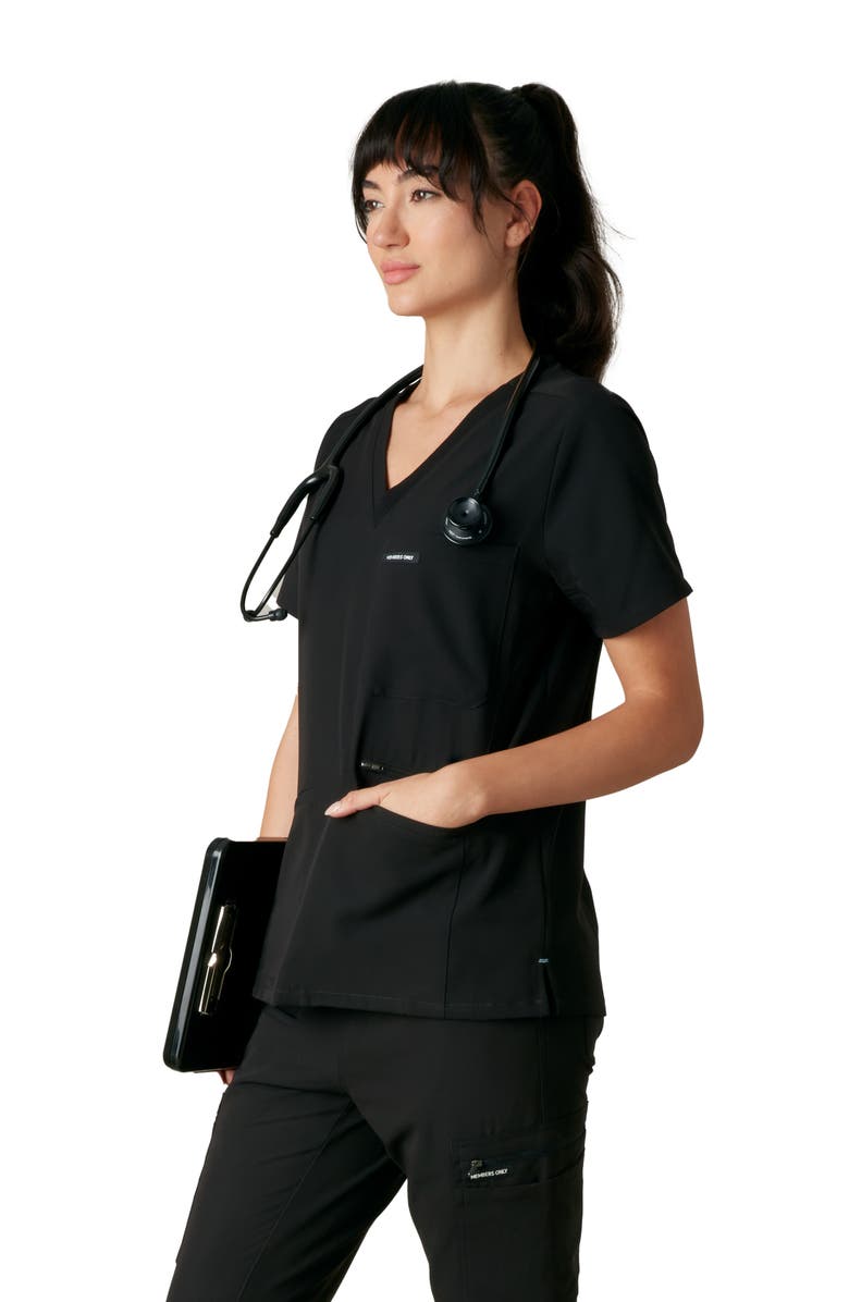 Members Only Palermo 4-Pocket Scrub Top, Alternate, color, Black
