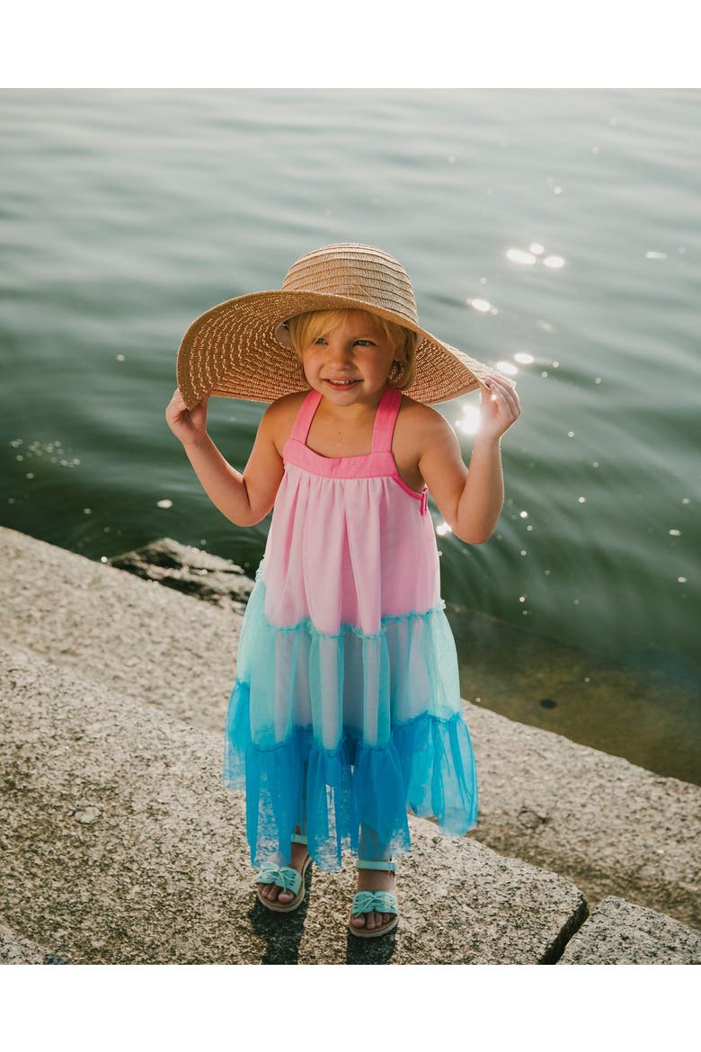 Sleeveless A-line Mesh Dress, Alternate, color, Pink and Blue