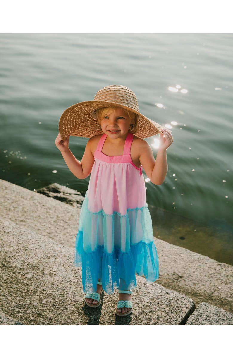 Deux par Deux Sleeveless A-line Mesh Dress, Alternate, color, Pink And Blue