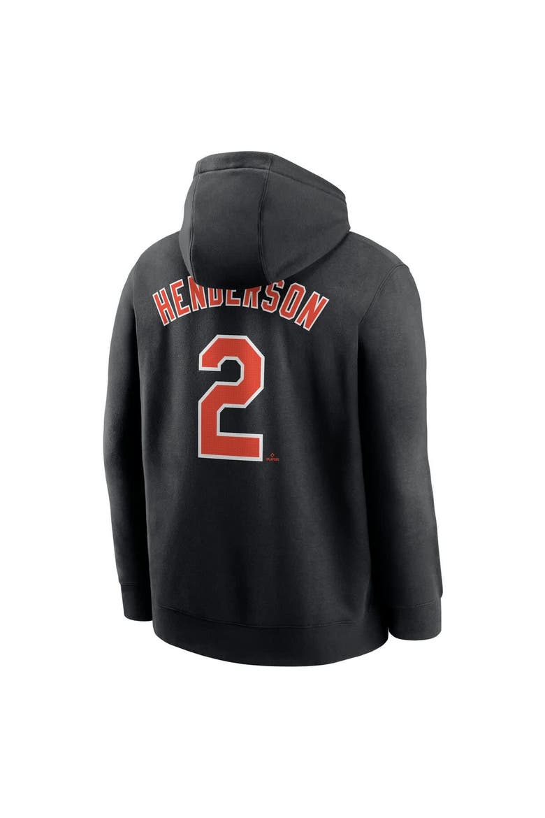 Men's Nike Gunnar Henderson Black Baltimore Orioles Player Name & Number Club Fleece Pullover Hoodie, Alternate, color, Black
