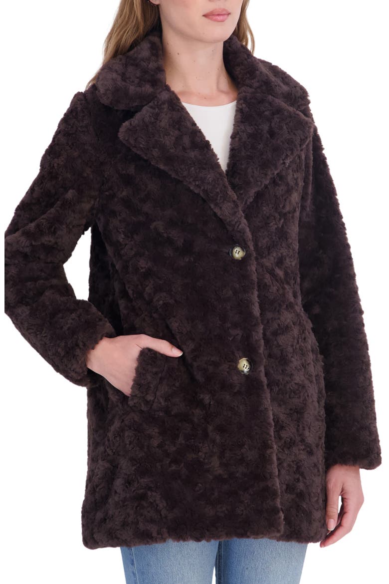 Crushed Faux Fur Jacket, Alternate, color, BROWN