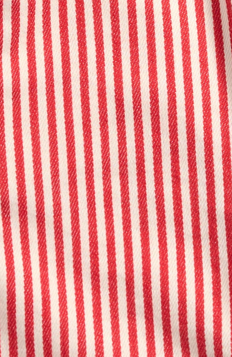 Boden Stripe Stretch Cotton Short Overalls, Alternate, color, Red Stripe