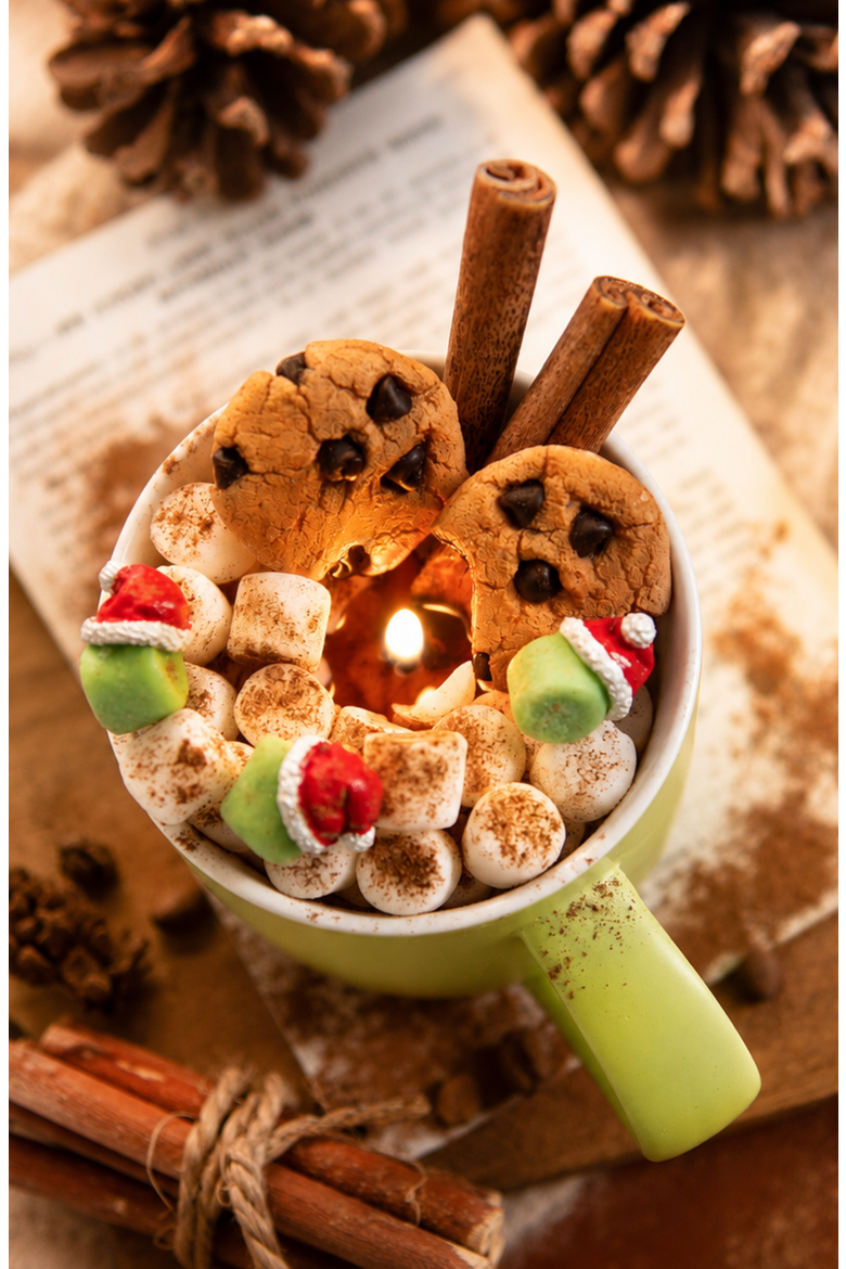Fireside Cocoa Candle Mug Realistic Food Candle, Alternate, color, Light Green