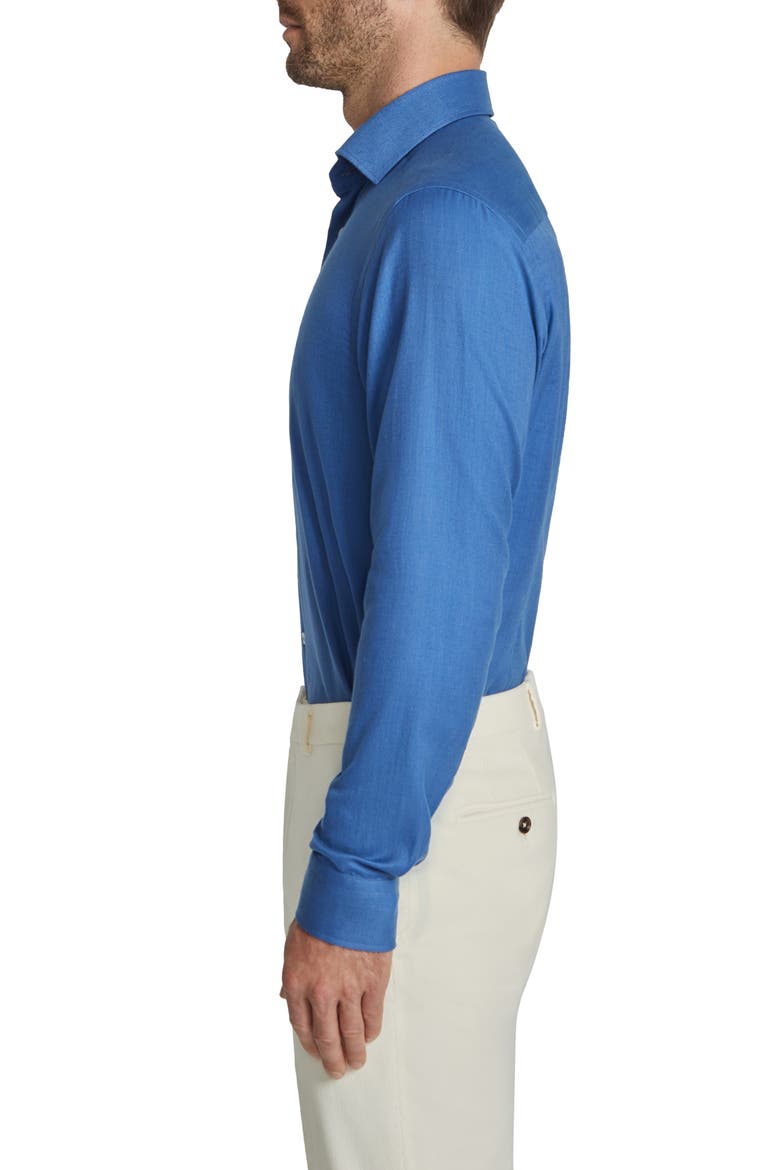 Bellamy Herringbone Cotton Blend Sport Shirt, Alternate, color, BLUE