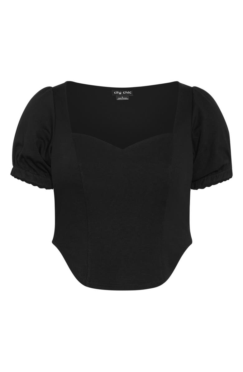 City Chic Puff Sleeve Corset Top, Alternate, color, 