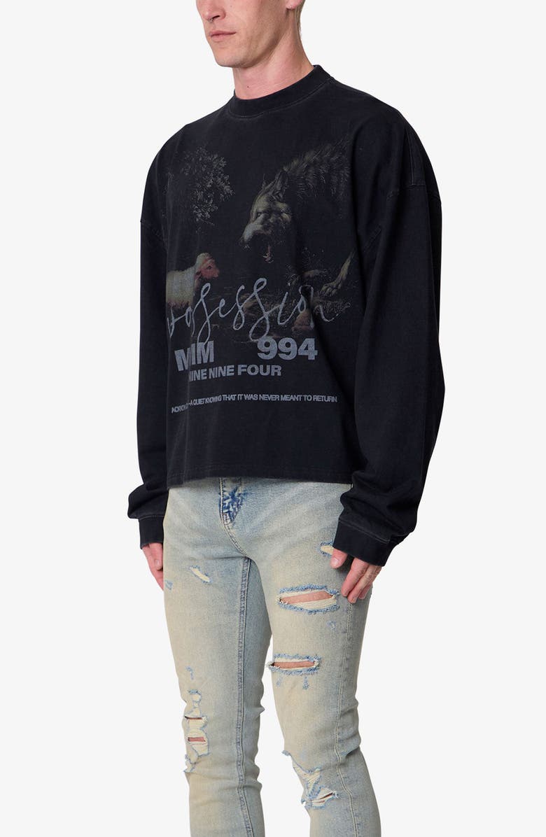 mnml Oversize Cotton Graphic T-Shirt, Alternate, color, Black
