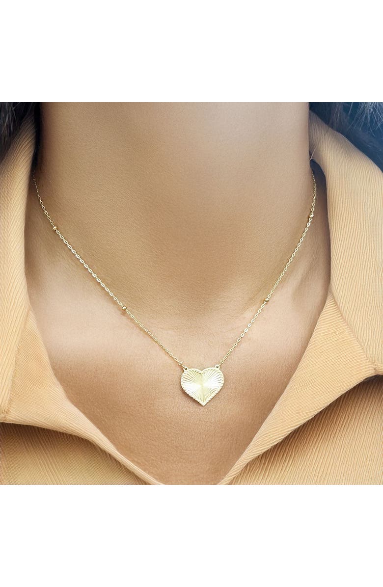 The Lovery Fine Jewelry Fluted Gold Single Heart Necklace, Alternate, color, 