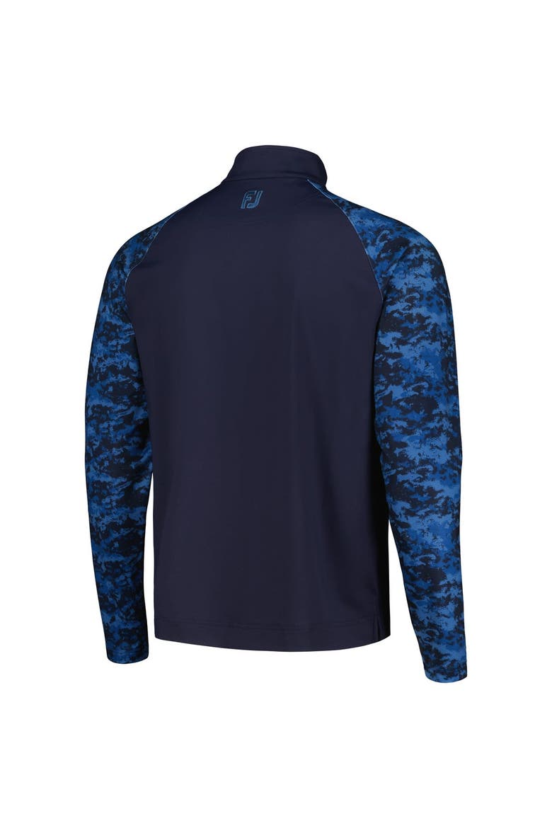 Men's FootJoy Navy THE PLAYERS Camo Color Block Raglan Midlayer Quarter-Zip Top, Alternate, color, Navy