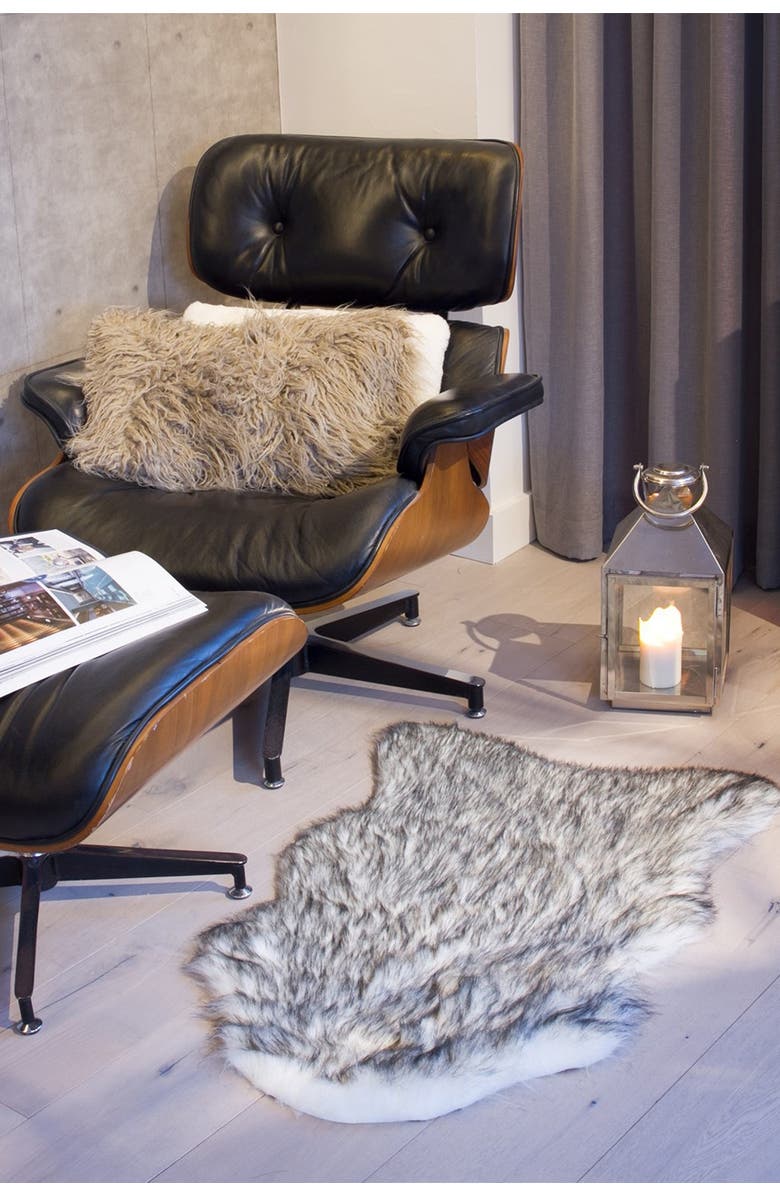 LUXE Faux Fur Gordon Rug - 2ft x 3ft - Gradient Grey, Alternate, color, Gradient Grey