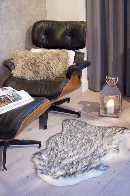 Luxe Faux Fur Gordon Rug In Gradient Grey