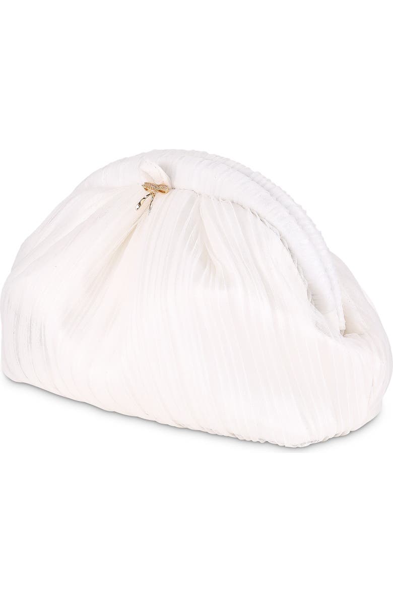 Jewel Badgley Mischka Vale Pleated Tulle and Satin Mini Pouch Clutch, Alternate, color, White