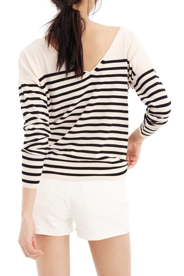 Penny Stripe Merino Wool Sweater, Alternate, color, CHAMPAGNE BLACK