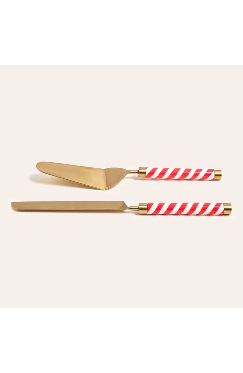 Zsa Zsa Zsu Rampur Set Of 2 Steel Cake Serving Set, Alternate, color, Gold