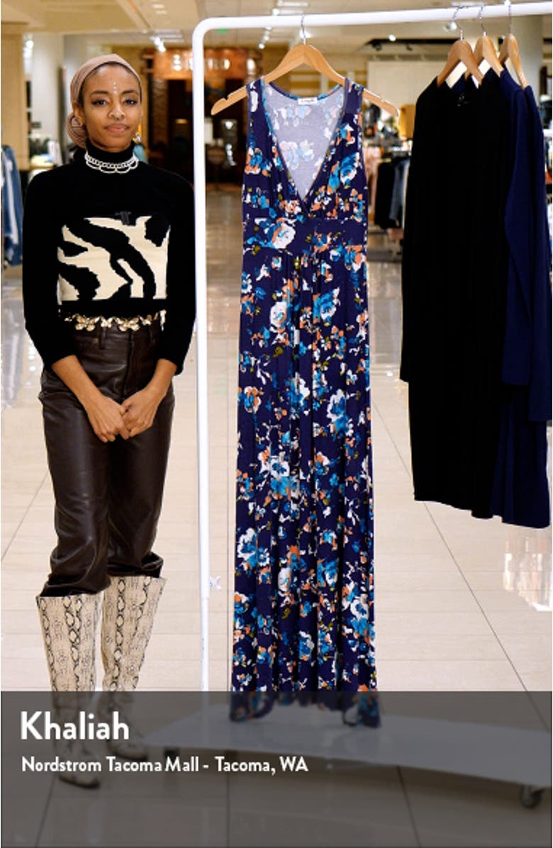 Floral Print Sleeveless Jersey Maxi Dress, sales video thumbnail