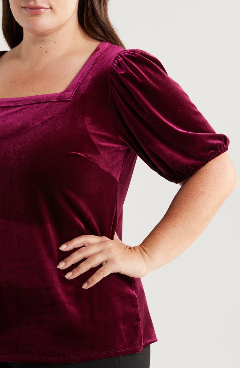 CeCe Square Neck Velvet Knit T-Shirt, Alternate, color, 