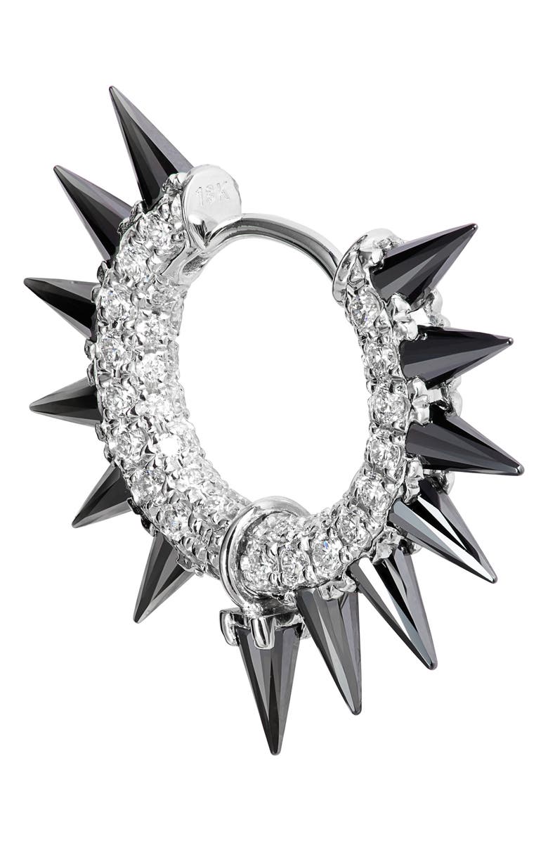 MARIA TASH Single Diamond & Moissanite Spike Hoop Earring, Alternate, color, White Gold