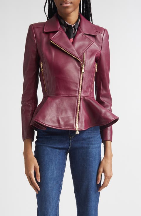 Lyric Leather Peplum Biker Jacket