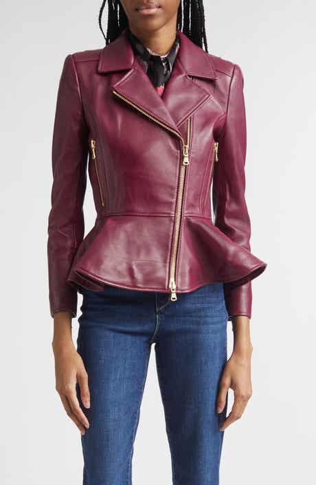 Lyric Leather Peplum Biker Jacket