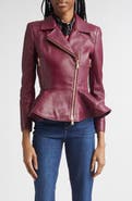 L'AGENCE Lyric Leather Peplum Biker Jacket