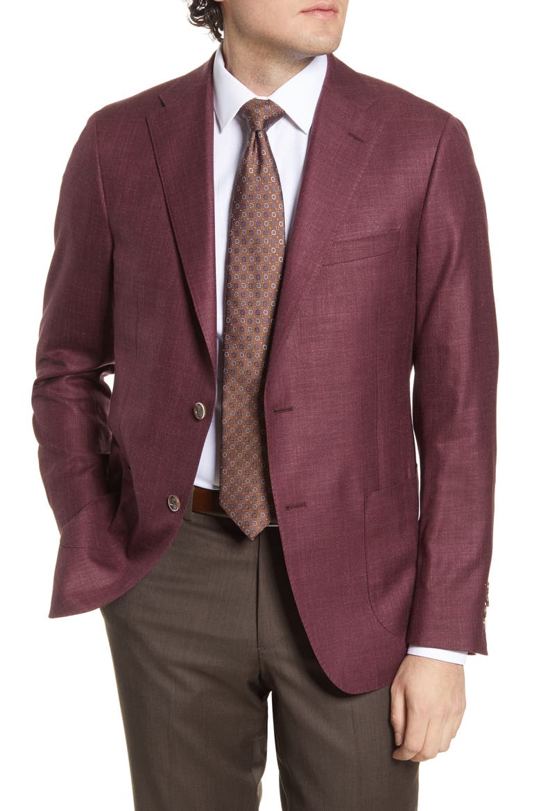 Classic Fit Solid Wool Blend Sport Coat, Main, color, BURGUNDY