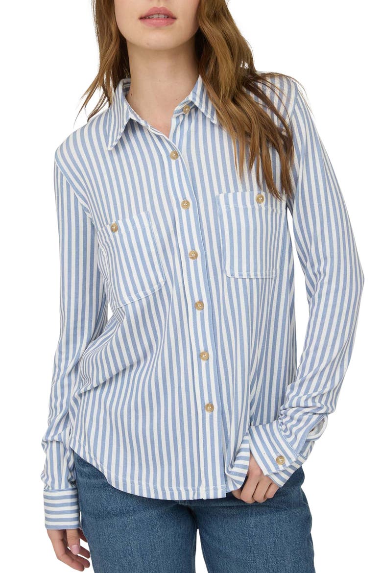 Button Front Long Sleeve Shirt, Main, color, DUSTY BLUE